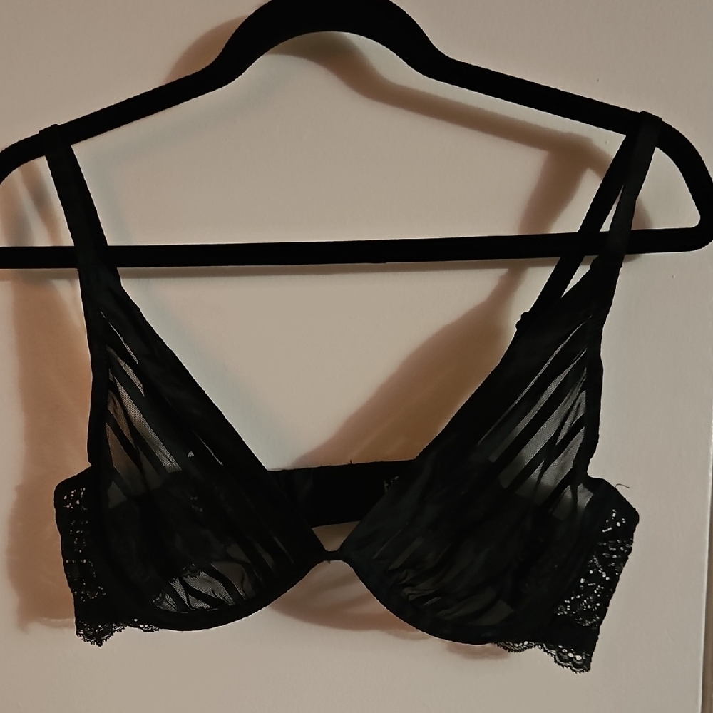 Adore Me Black Sheer Lace Bra